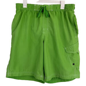 C9 By CHAMPION Green DRAWSTRING WAIST Mesh Lined SWIM TRUNKS/BOARD SHORTS Sz L
